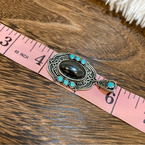 Set Turquoise and Hematine Statement Ring and Pendant Sterling Silver - Picture 12 of 15